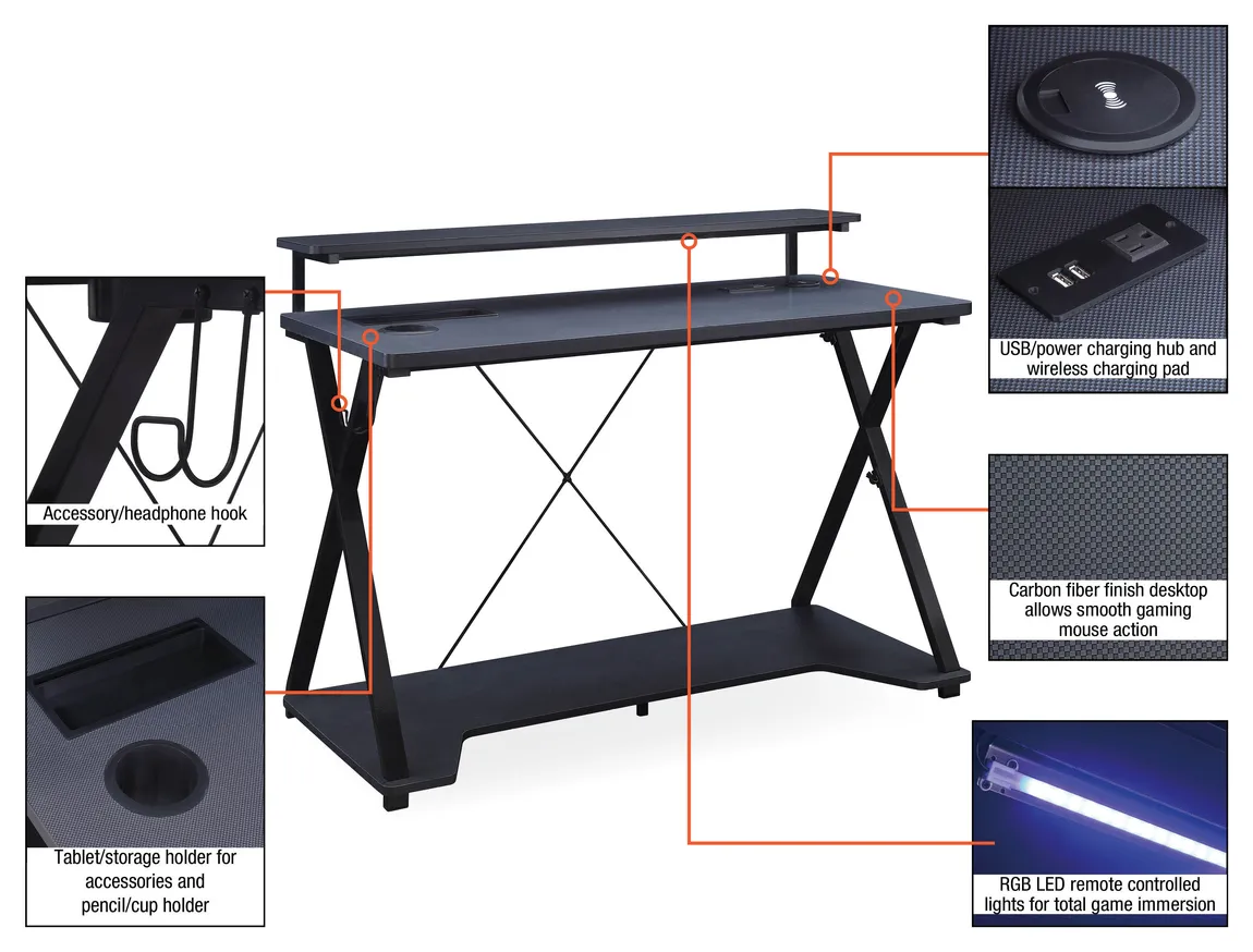 Gaming Desk with LED Lights