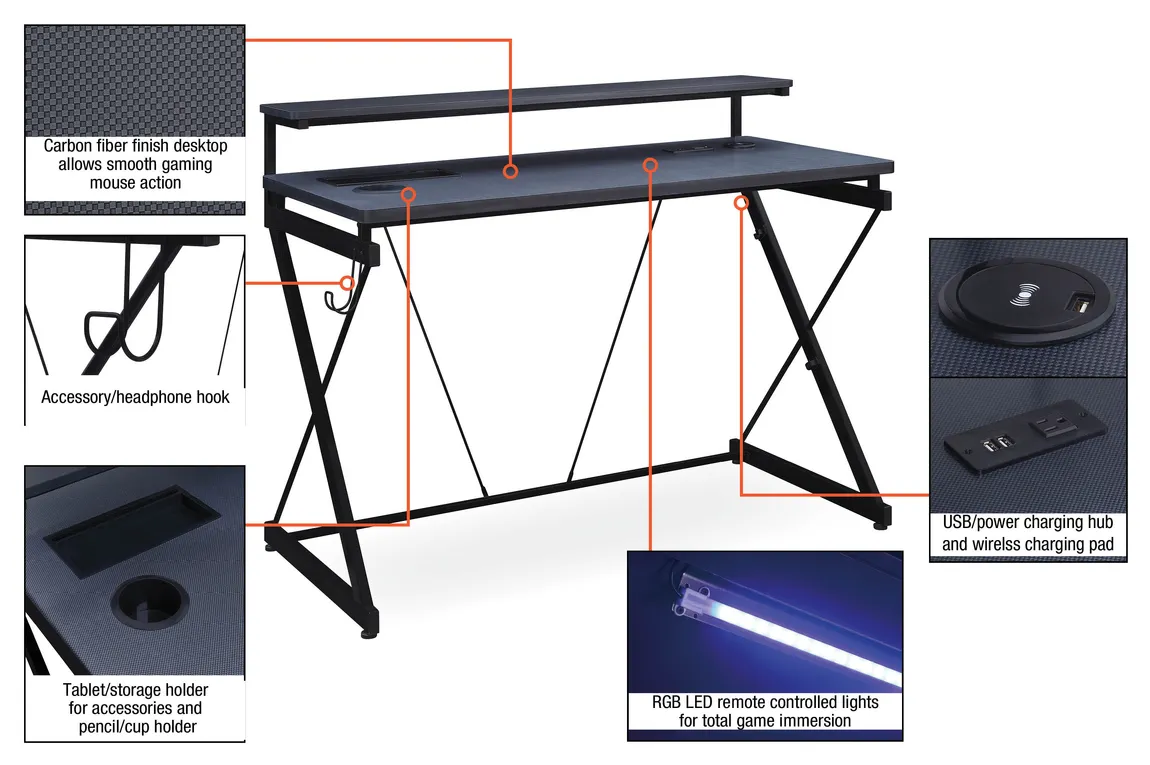 Gaming Desk with LED Lights