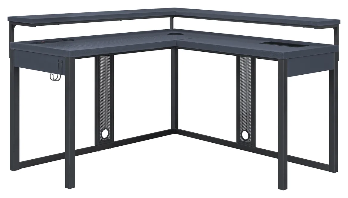 L Shaped Gaming Desk with LED Lights