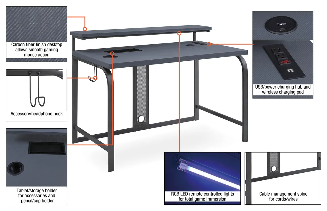 Gaming Desk with LED Lights