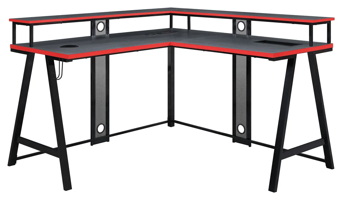 L Shaped Gaming Desk with LED Lights