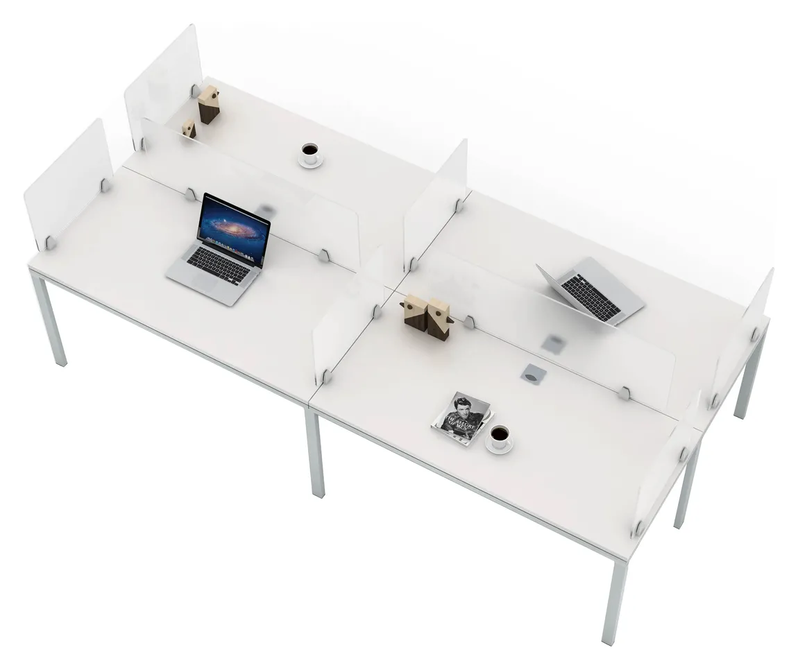 4 Person Workstation with Privacy Panels