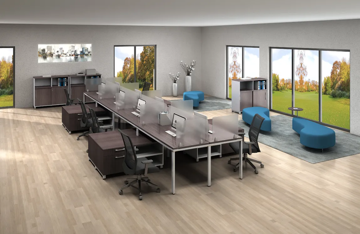 8 Person Workstation with Storage