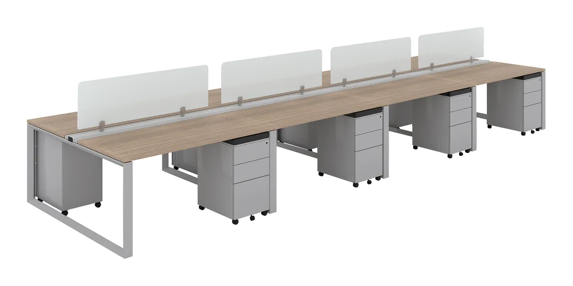8 Person Workstation with Privacy Panels