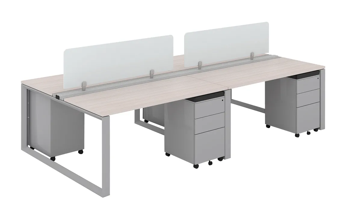 4 Person Workstation with Privacy Panels