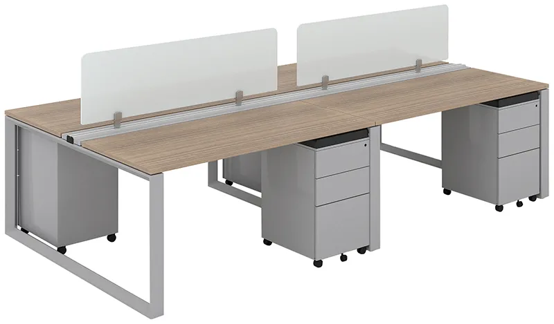 4 Person Workstation with Privacy Panels