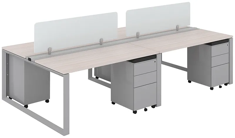 4 Person Workstation with Privacy Panels