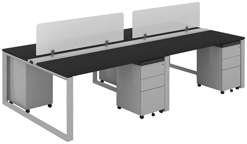 4 Person Workstation with Privacy Panels