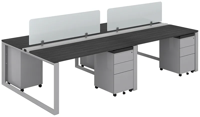 4 Person Workstation with Privacy Panels