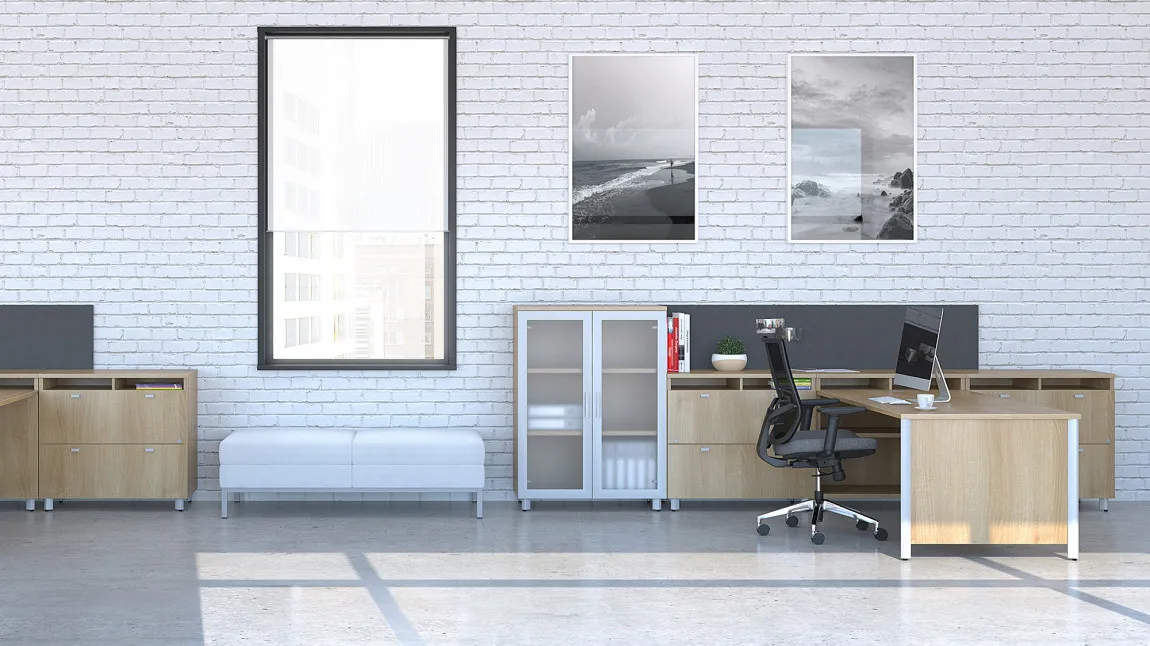 T Shaped Desk with Side Storage