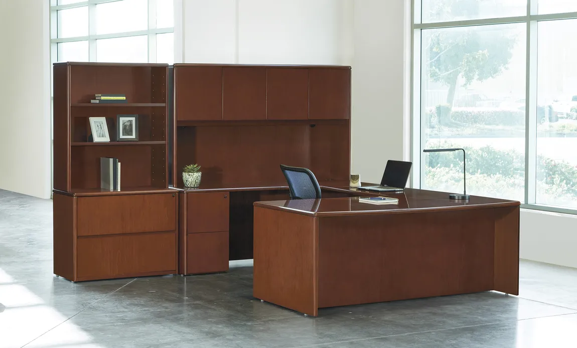 Bow Front U Shape Desk with Storage
