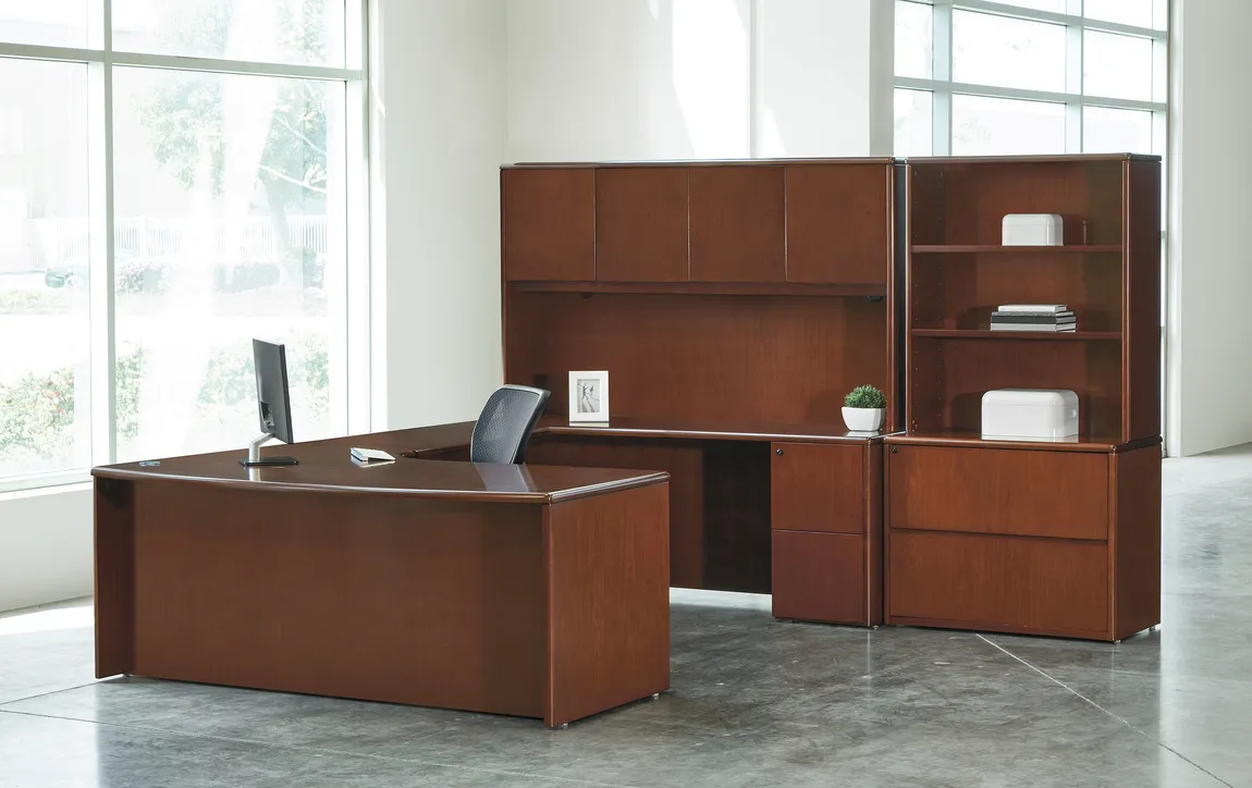 Bow Front U Shape Desk with Storage