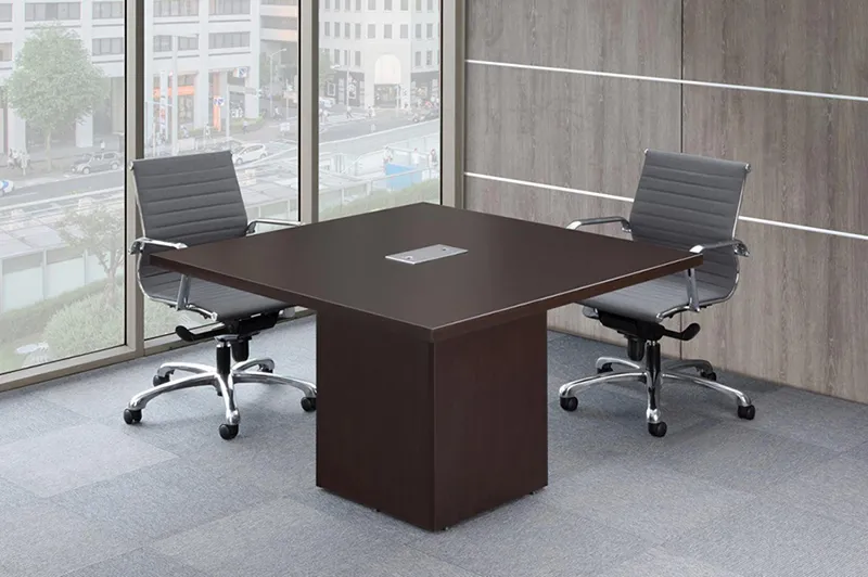 Cube Base Square Conference Room Table and Chairs Set