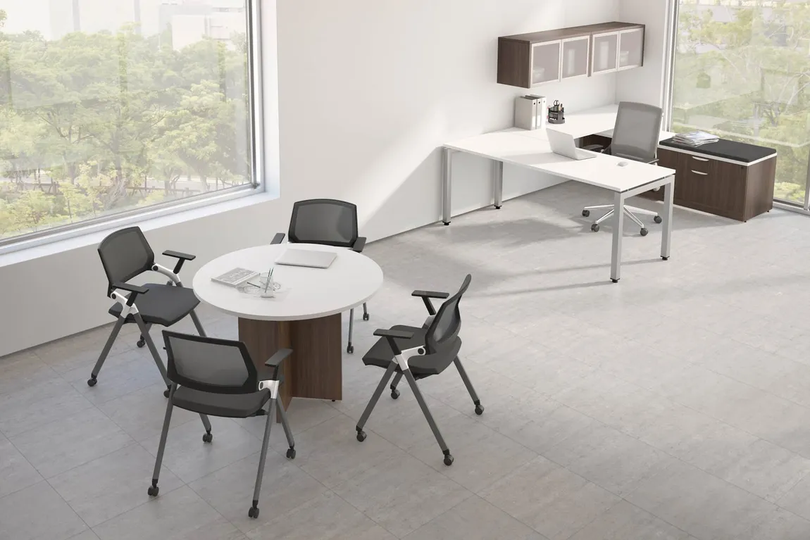 Modern U Shaped Desk and Table Set