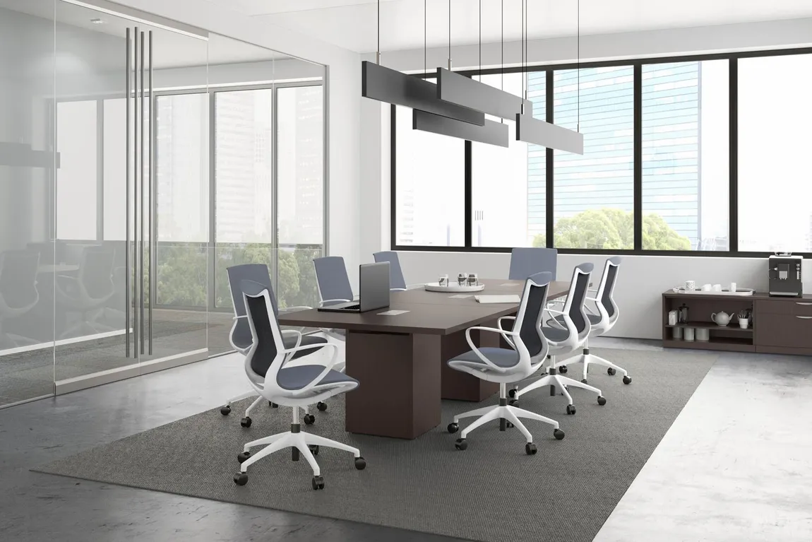 Cube Base Conference Table and Chairs Set