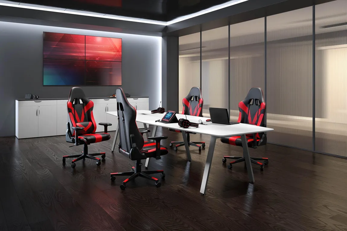 Boat Shaped Conference Table with Metal Legs