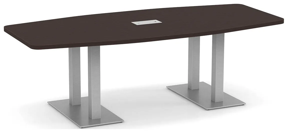 Boat Shaped Conference Table with Brushed Metal Base
