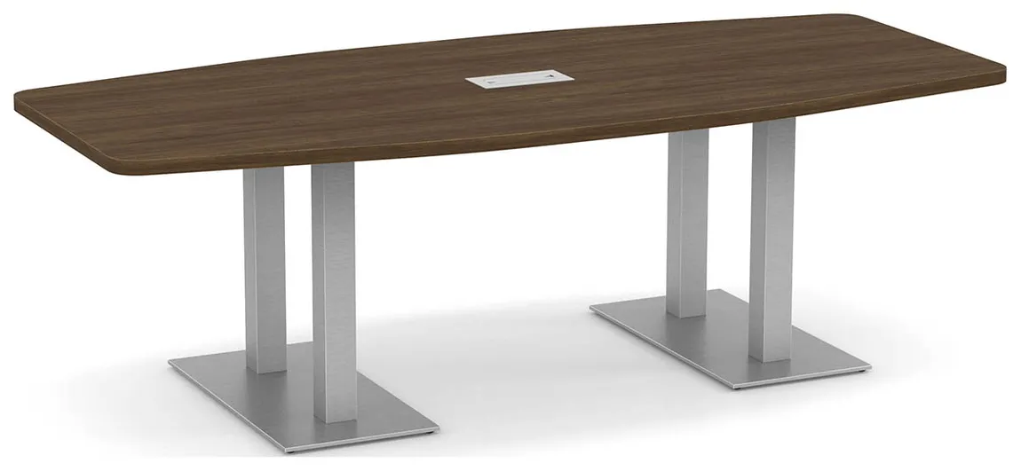 Boat Shaped Conference Table with Brushed Metal Base