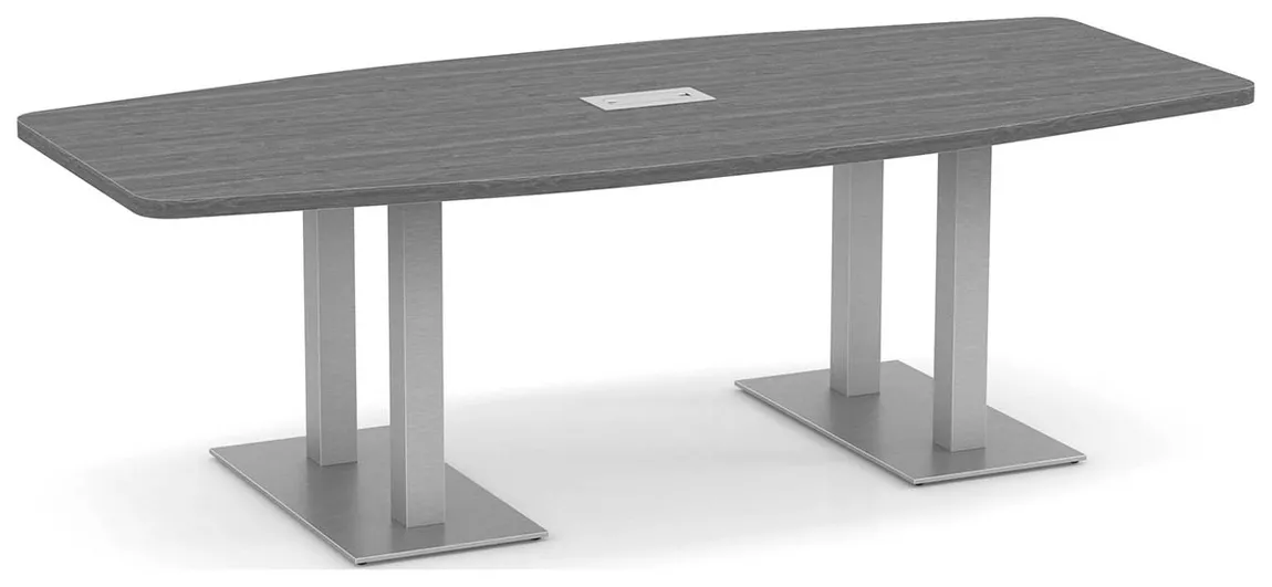 Boat Shaped Conference Table with Brushed Metal Base