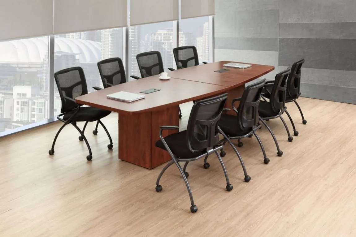 Boat Shaped Conference Table with Cube Base