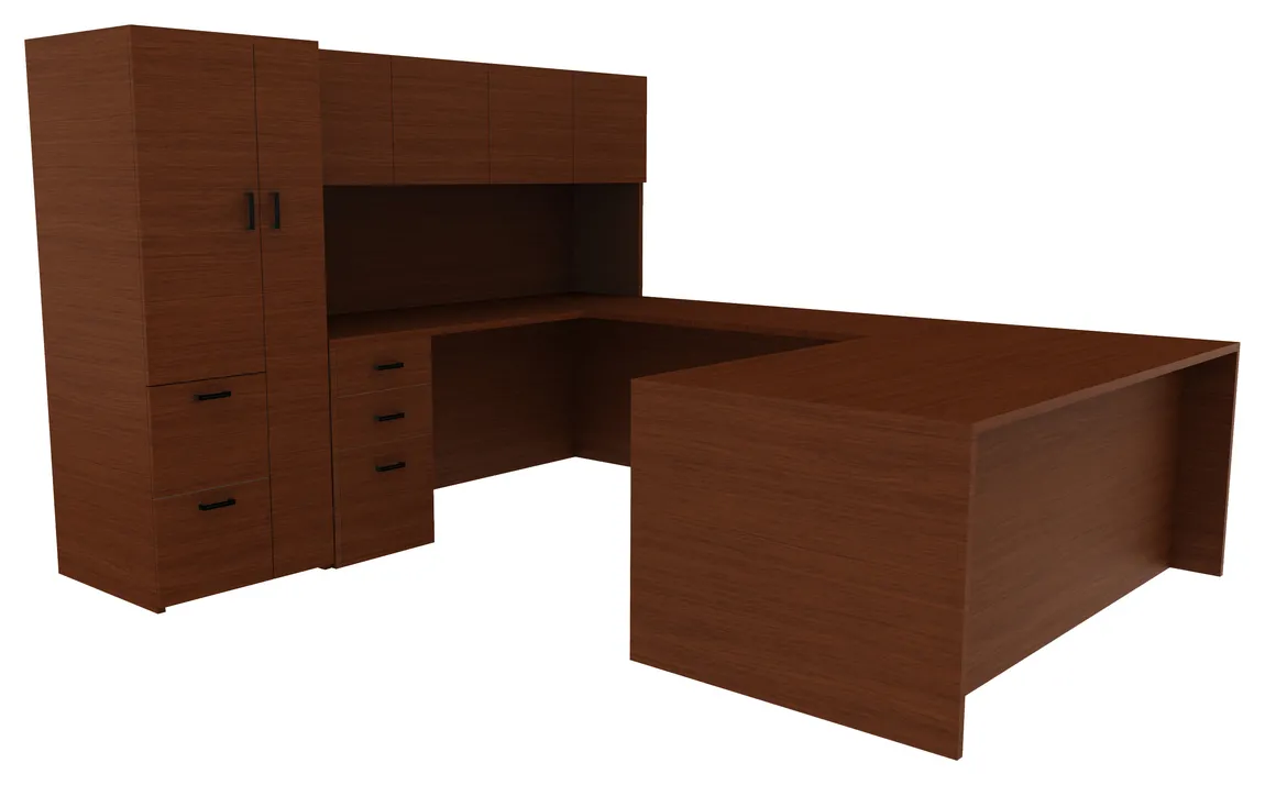 U Shaped Desk with Hutch