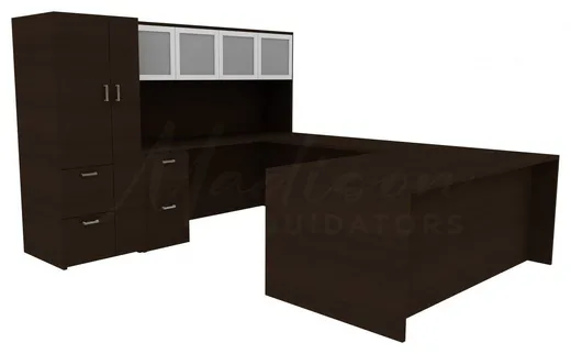 U-Shaped Office Desk with Hutch