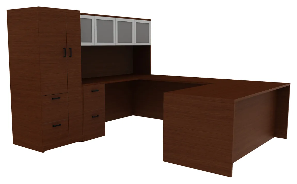 Home Office Desk with Hutch