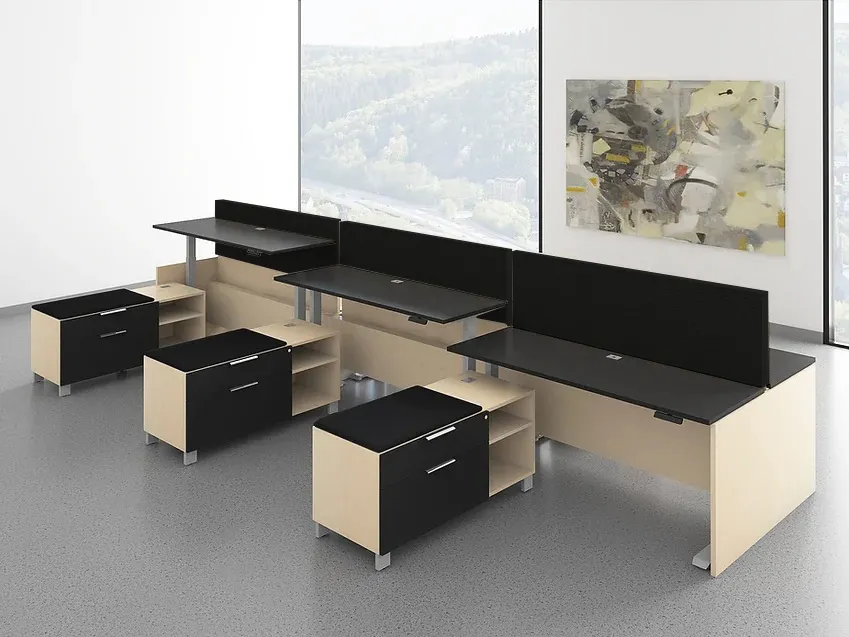 6 Person Height Adjustable Workstation with Power
