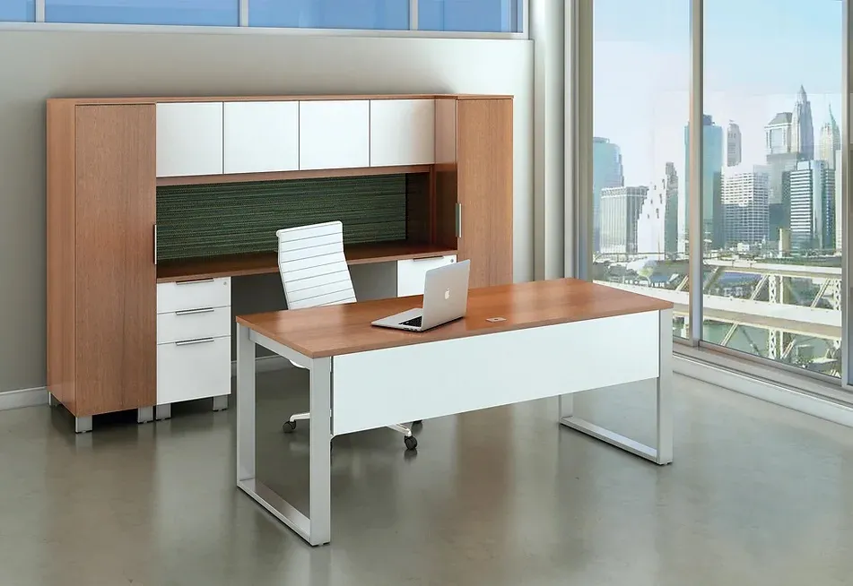 Office Desk and Credenza Set with Storage