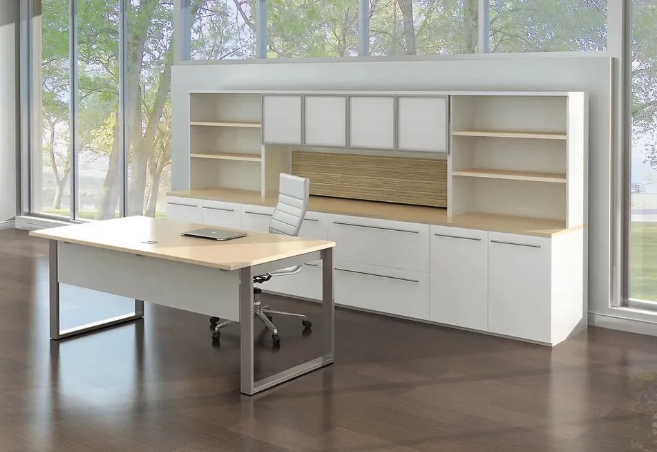 Office Desk and Credenza Set with Storage