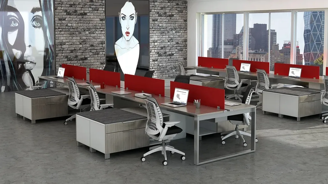 8 Person Workstation With Storage and Power - Apex at Madison Liquidators