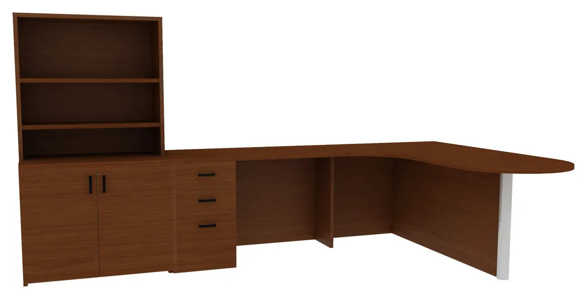 L Shape Peninsula Desk with Storage