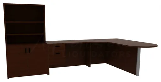 L Shaped Peninsula Desk with Storage