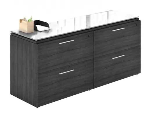 Double Lateral Filing Cabinet with Glass Top