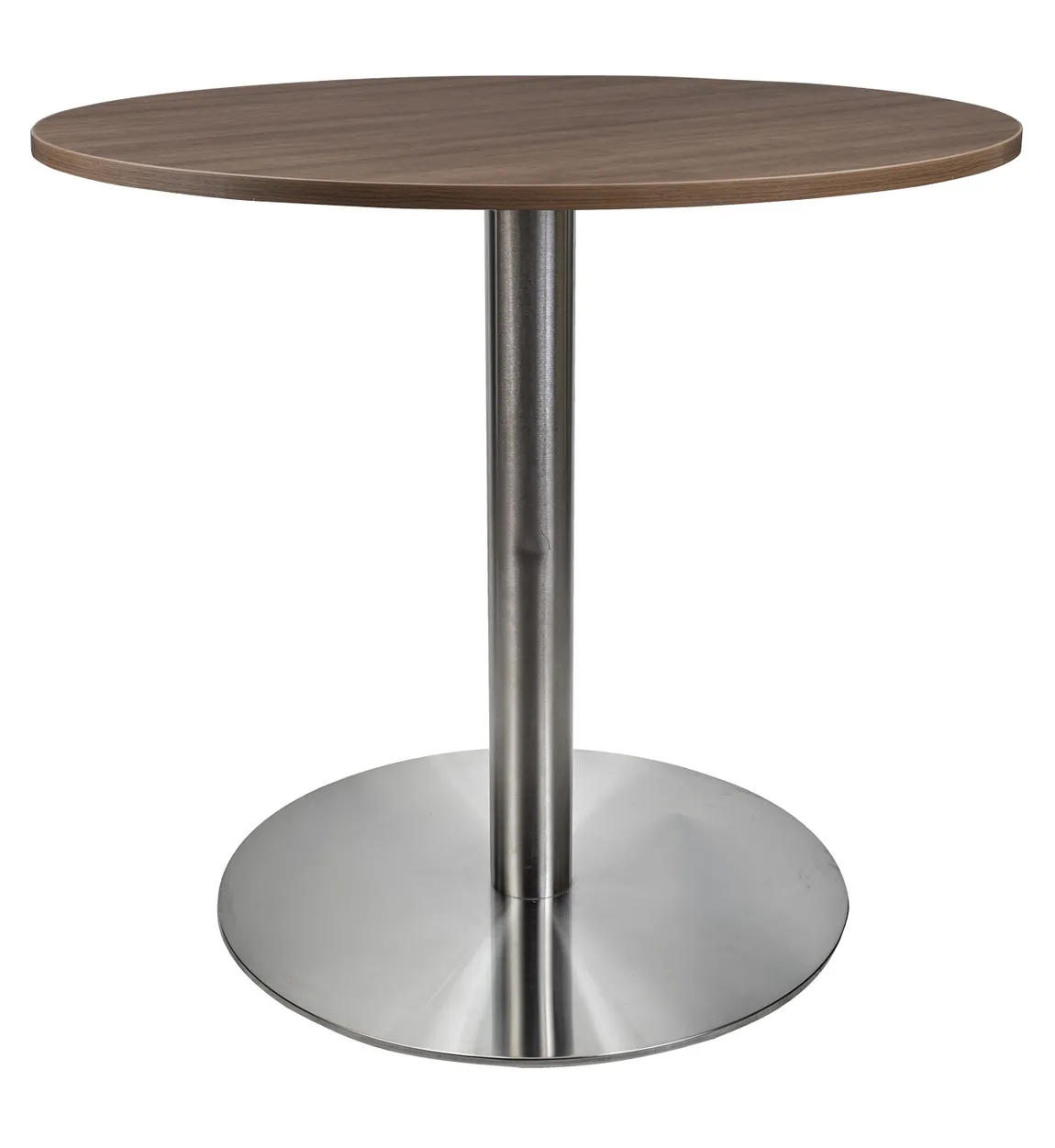 Round Cafe Table with Brushed Metal Base