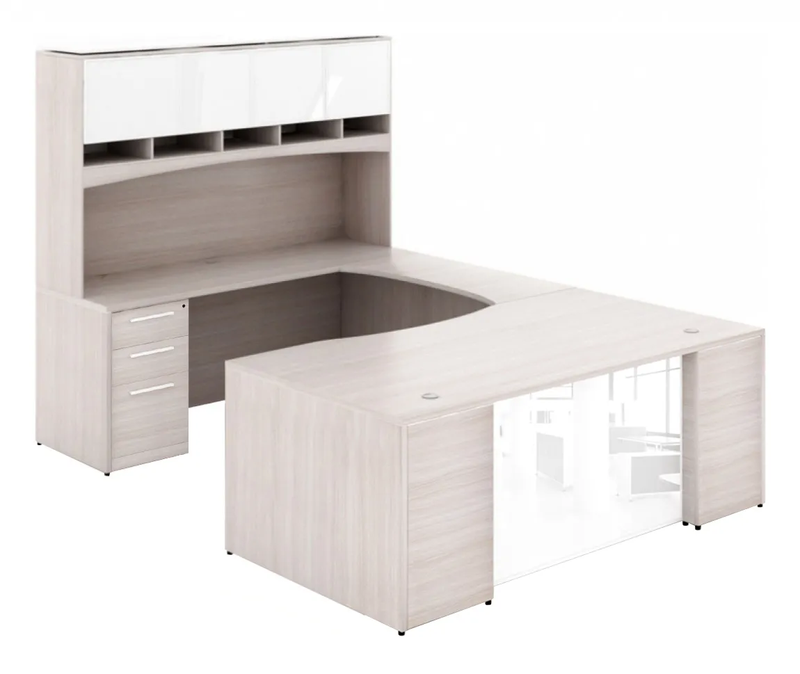 U Shaped Desk with Hutch