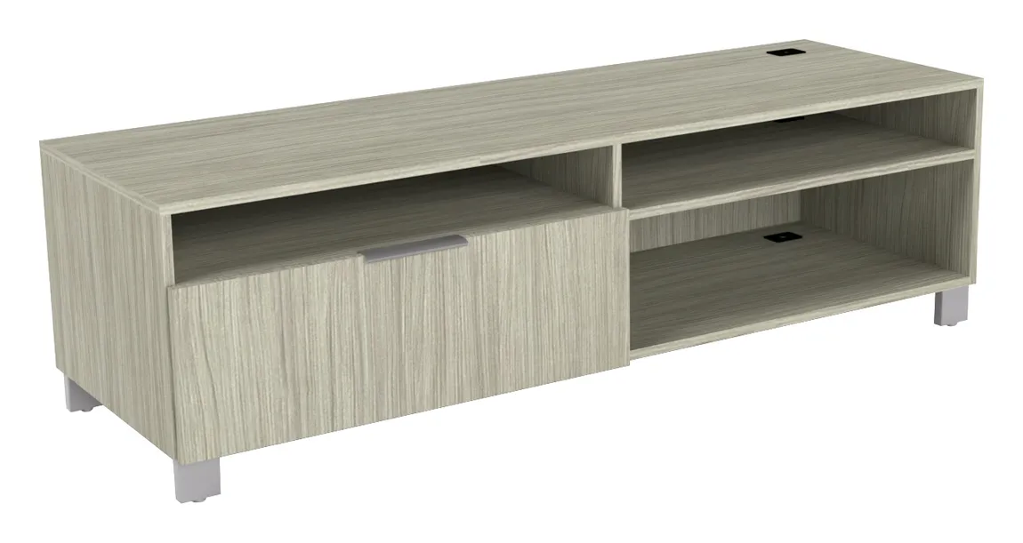 small credenza with open storage and file drawer 12