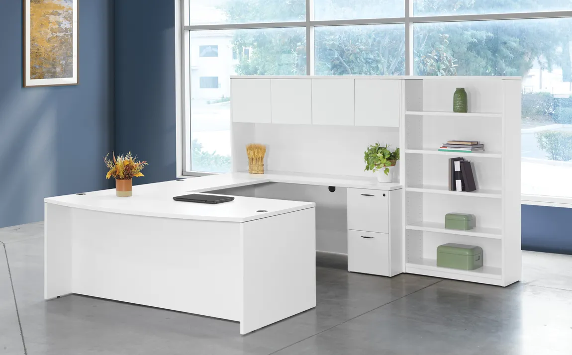 Bow Front U Shape Desk with Storage