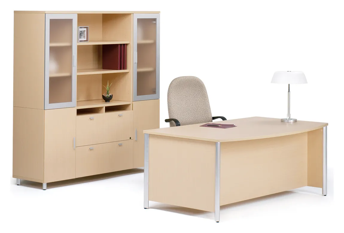 Bowfront Desk and Credenza Set