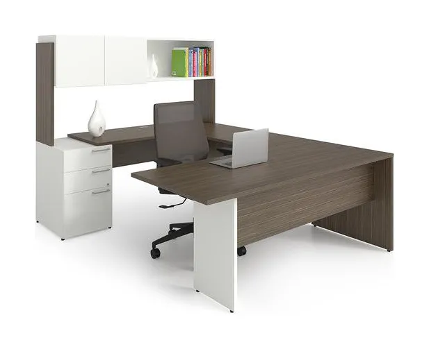 U Shaped Desk with Hutch