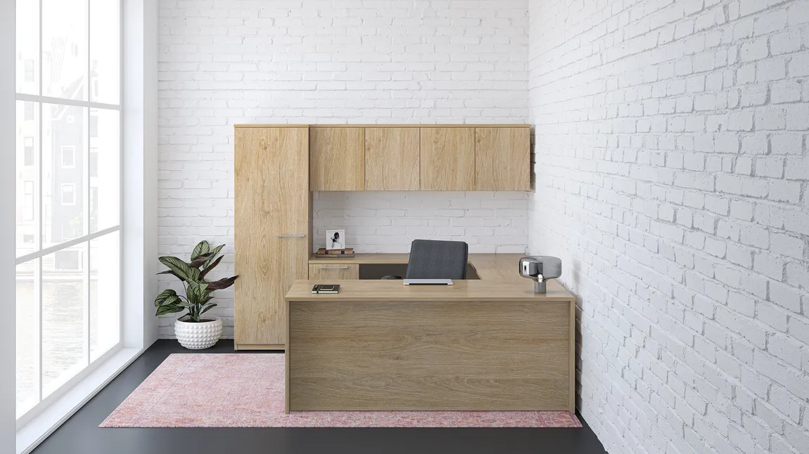 U Shaped Desk with Storage