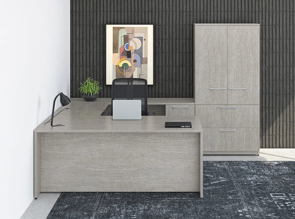 U Shaped Desk with Storage