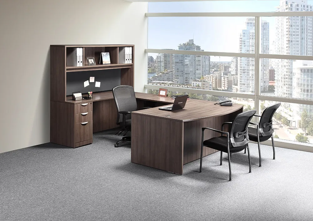 U Shaped Office Desk with Hutch