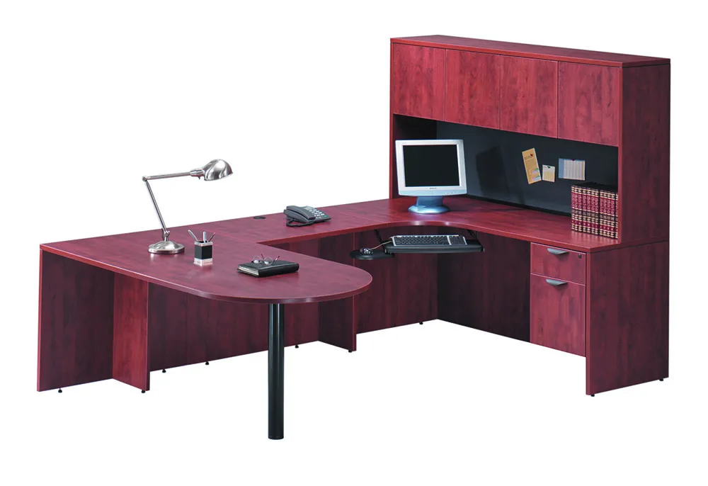 U Shaped Peninsula Desk with Hutch