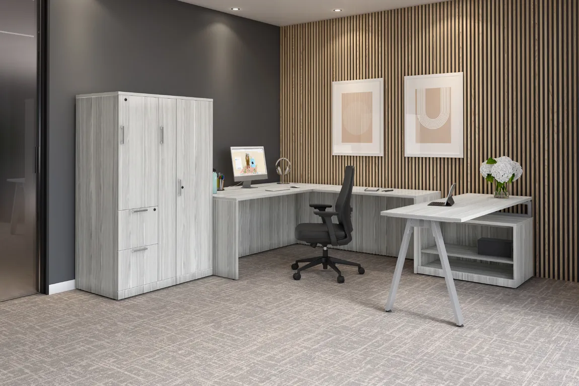 U Shaped Desk with Storage
