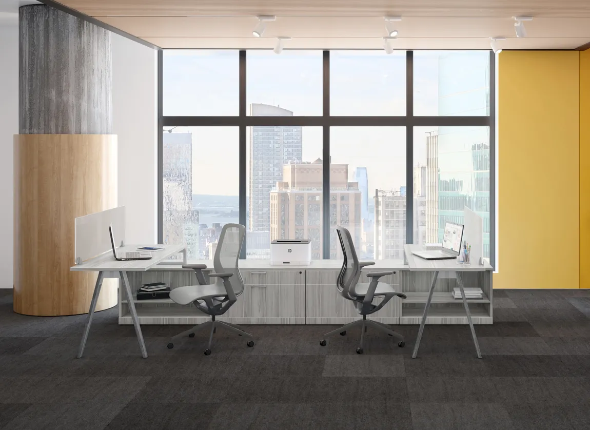 2 Person Desk with Storage