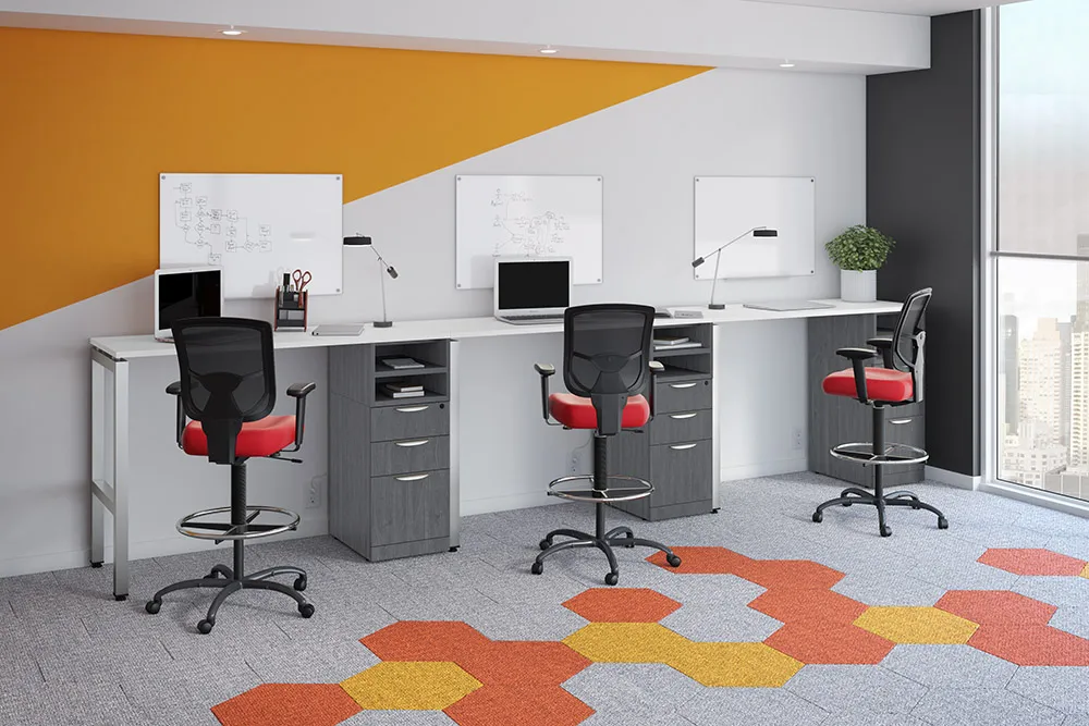 3 Person Desk with Drawers