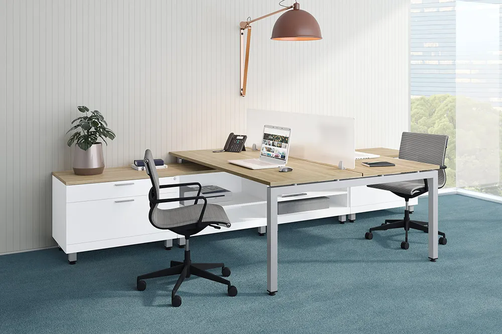 2 Person Desk with Side Storage