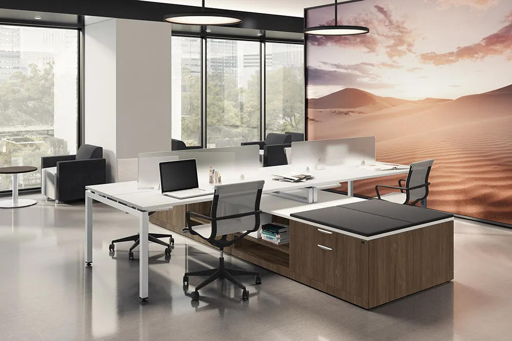 4 Person Desk with Side Storage