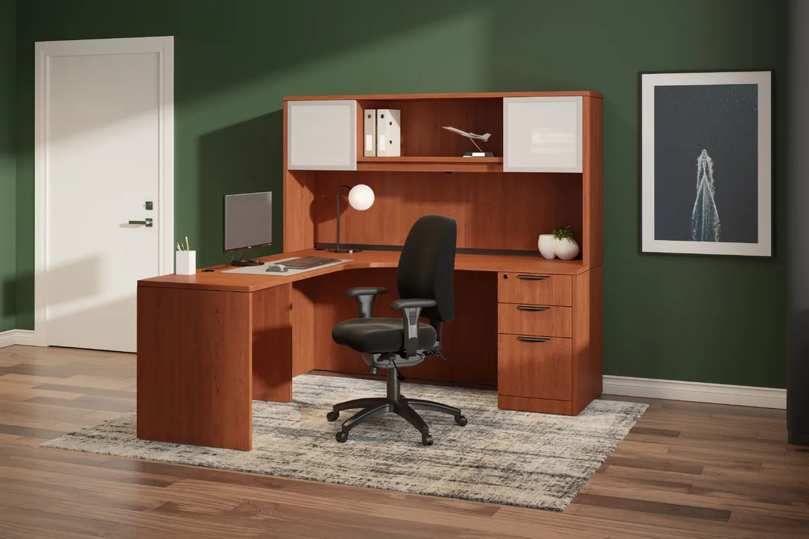 L Shaped Desk with Hutch